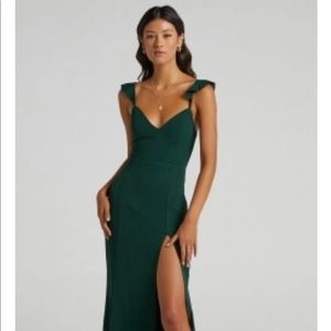 Emerald green maxi dress, Showpo